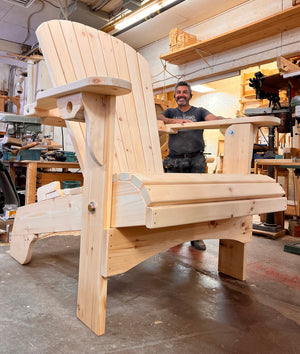 Giant Adirondack chairs beside Mont Royal metro