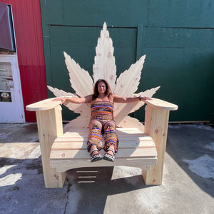 Giant Adirondack chairs beside Mont Royal metro