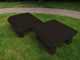 Black Poly-Luxe 100% Recycled Plastic 2 position Classic Adirondack Footrest Ottoman
