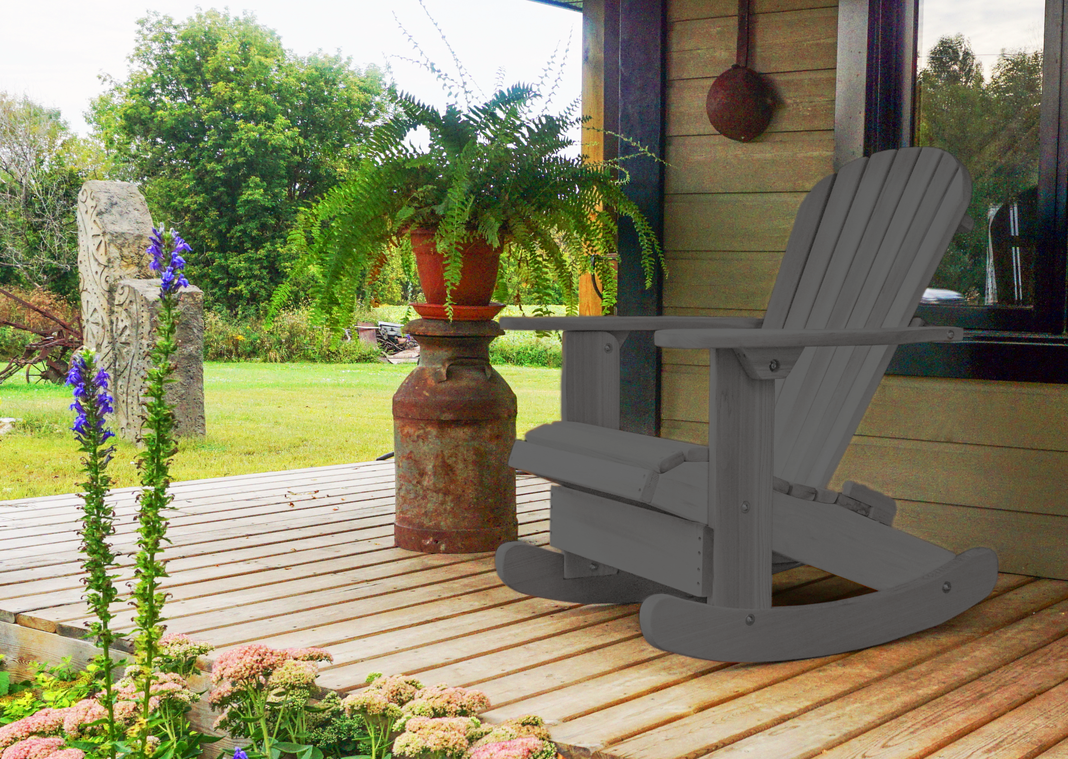 grey rocking adirondack chair