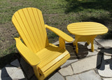 Adirondack chair and wood side table outdoors