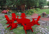 red Adirondack chair set with coffee table