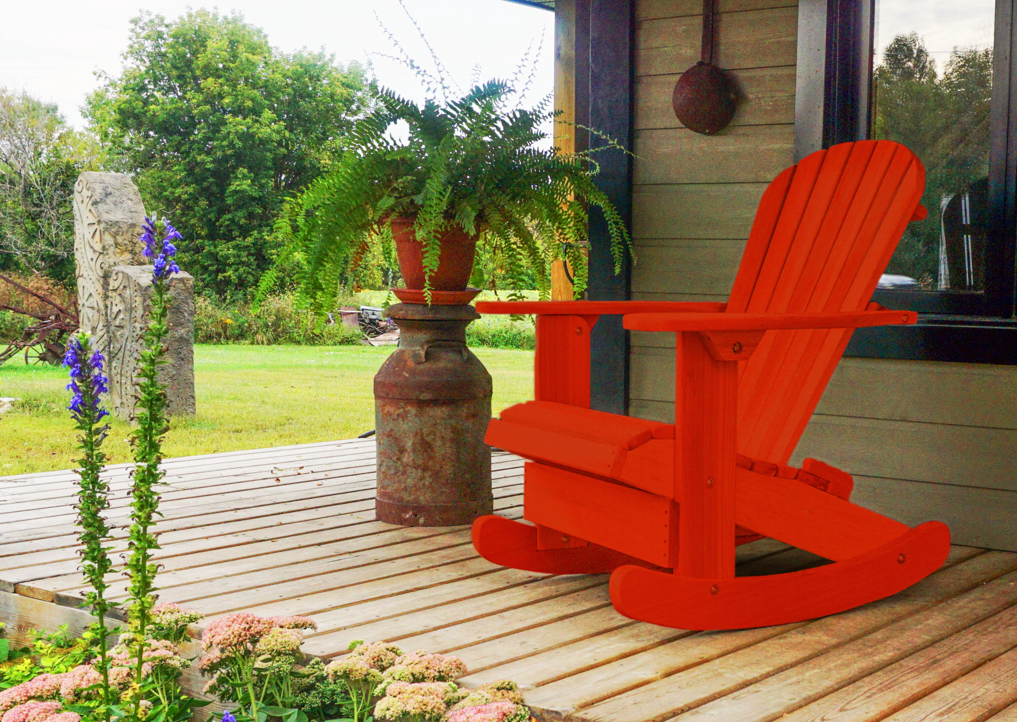 red adirondack rocking chair